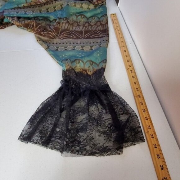 Vintage Flare Sleeve Sheer Lace Tunic Made in France Floral Fall Boho Top L/XL - Picture 10 of 15